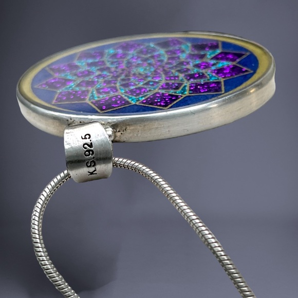 🌺Artisan 2 Sided Sterling Kaleidoscope/Chakra Necklace - Picture 11 of 14